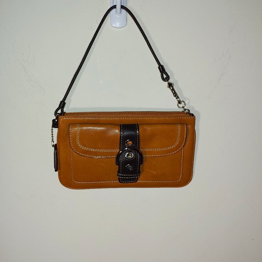 Coach Vintage Leather Wristlet Caramel Tan OS